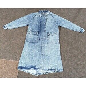 Vintage Acid Wash Denim Long Duster Coat Size Large? No Tags